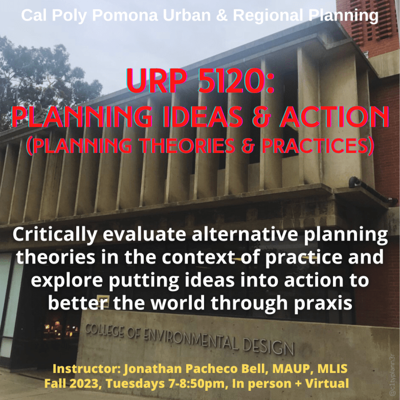 Flyer for urban planning course, URP 5120: Planning Ideas and Action